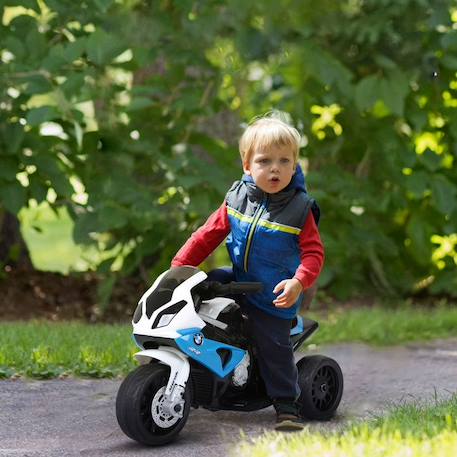 Moto électrique pour enfants - HOMCOM - 3 roues, 6V, 2,5 Km/h - effets lumineux et sonores - charge max. 20 kg - BMW S1000 RR - bleu BLEU 3 - vertbaudet enfant 