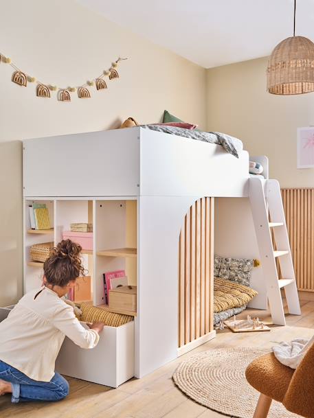 Lit mezzanine enfant avec rangement Playful blanc 2 - vertbaudet enfant 