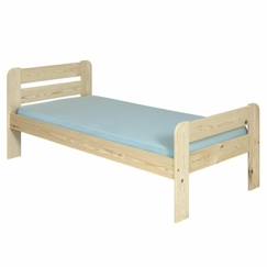 Chambre et rangement-Chambre-Lit bébé, lit enfant-Lit enfant-Pack lit avec matelas 90x190 cm Sundy bois naturel - AKITEN RETAIL