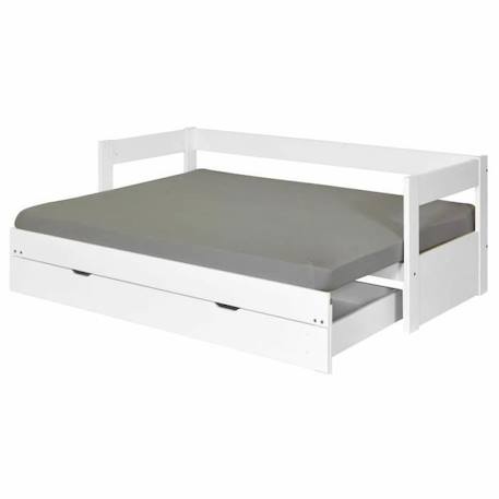 Pack lit banquette gigogne avec tiroir et matelas 80x200 cm Ravi blanc BLANC 4 - vertbaudet enfant 