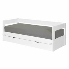 Pack lit banquette gigogne avec tiroir et matelas 80x200 cm Ravi blanc  - vertbaudet enfant