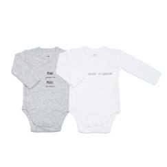 Bébé-Body-Lot De 2 Bodies Bébé Manches Longues Trois Kilos Sept - Gris