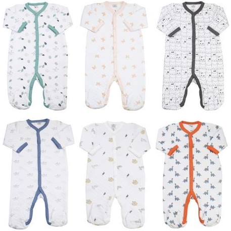 Bébé-Lot de 6 Pyjamas Bébé Trois Kilos Sept - Blanc - Mixte