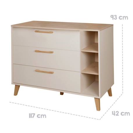 Commode à Langer Évolutive ROBA Jil avec 3 Tiroirs et 3 Niches - Fermeture Douce - Cashmere / Décor Châtaignier BEIGE 5 - vertbaudet enfant 