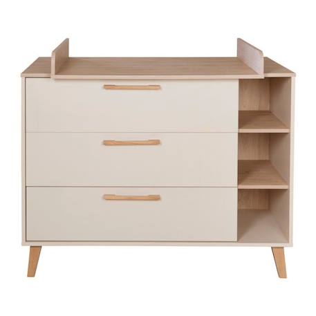 Commode à Langer Évolutive ROBA Jil avec 3 Tiroirs et 3 Niches - Fermeture Douce - Cashmere / Décor Châtaignier BEIGE 1 - vertbaudet enfant 