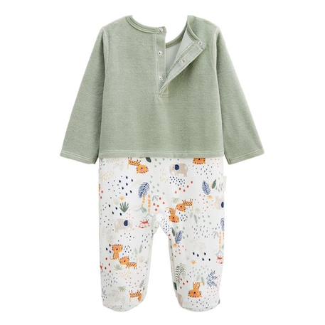 Pyjama bébé en velours Savane Family VERT 3 - vertbaudet enfant 