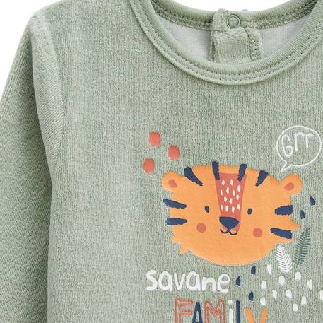 Pyjama bébé en velours Savane Family VERT 4 - vertbaudet enfant 