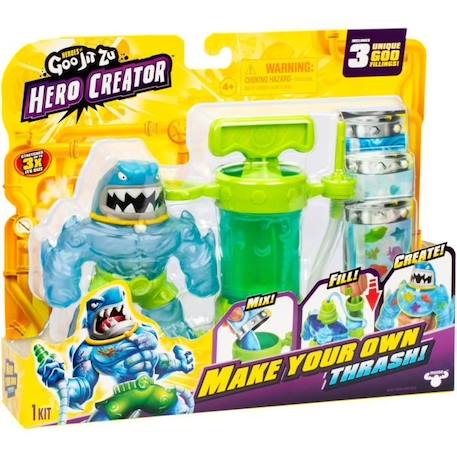 Figurine Hero Creator Thrash 11cm - HEROES OF GOO JIT ZU - Kit de création de texture personnalisée BLEU 1 - vertbaudet enfant 