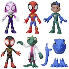 Jouet-Jeux d'imagination-Figurines, mini mondes, héros et animaux-Coffret Héros dinosaures et Lizard, 5 figurines, jouet de super-héros préscolaire, à partir de 3 ans, Spidey et ses Amis