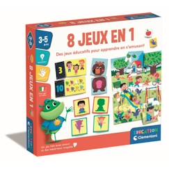 Jouet-Jeux éducatifs-Jeux pédagogiques-Clementoni - Coffret de 8 jeux en 1 - Jeux éducatifs formes, couleurs, nombres, quantités - Dés 3 ans