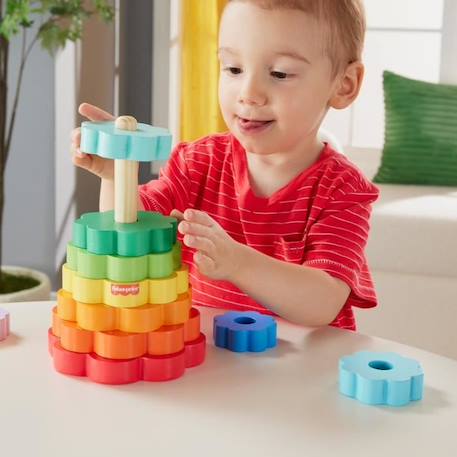 Fisher-Price-Empileur d’Anneaux avec 10 pièces en bois HXT77 MULTICOLORE 4 - vertbaudet enfant 