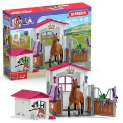 Jouet-Jeux d'imagination-Box avec Jument Hanovrien et Berger Australien, Figurine cheval et accessoires, SCHLEICH 72218 Horse Club, dès 5 ans