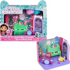 Jouet-Jeux d'imagination-Figurines, mini mondes, héros et animaux-Gabby et la Maison Magique - Playset Deluxe La Salle de Musique de DJ Miaou - 1 figurine + accessoires