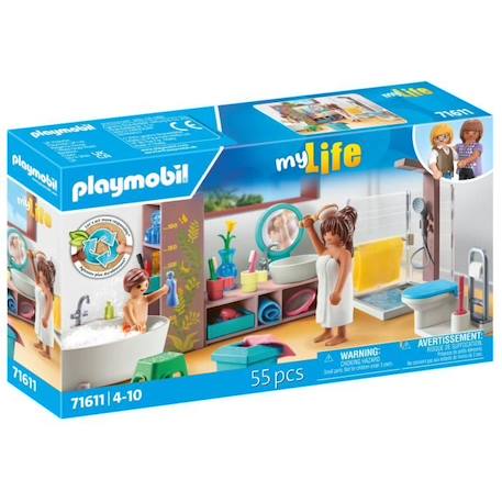 PLAYMOBIL - 71611 - Salle de bains baignoire BLEU 4 - vertbaudet enfant 