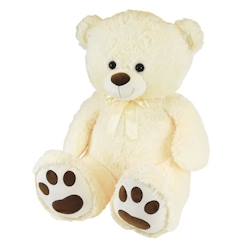 Ours Crème en Peluche avec Noeud +/- 100 cm - PLANET PLUCH - Grand ours crème de 1 mètre, irrésistiblement doux.  - vertbaudet enfant