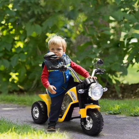 Moto électrique enfant chopper tout-terrain 6 V 20 W marche AV AR 3 roues effets lumineux et sonores jaune noir JAUNE 2 - vertbaudet enfant 