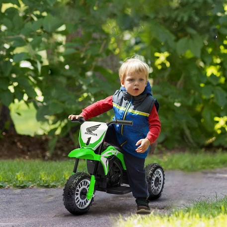 Moto Cross électrique enfant 3 roues licence officielle Honda CRF 450 R V. max. 3 Km/h fonctions sonores vert VERT 2 - vertbaudet enfant 