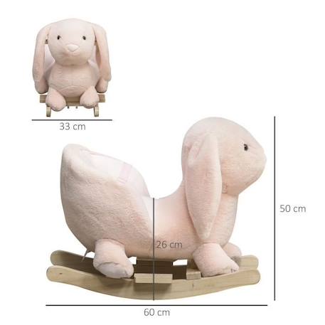 Cheval à bascule lapin avec fauteuil intégré et ceinture de sécurité rose BEIGE 3 - vertbaudet enfant 