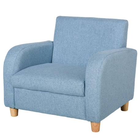 Fauteuil enfant design scandinave - HOMCOM - Grand Confort - Assise profonde - Accoudoirs rembourrés - Lin bleu BLEU 1 - vertbaudet enfant 