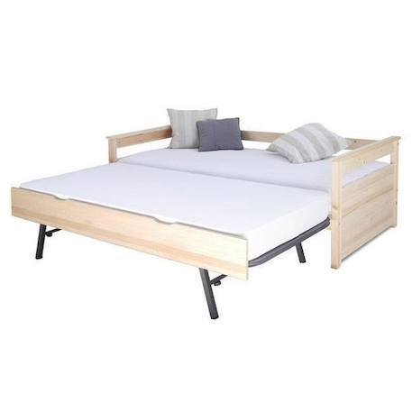 Pack lit gigogne avec 2 matelas 80x190 cm Izao bois naturel MARRON 4 - vertbaudet enfant 