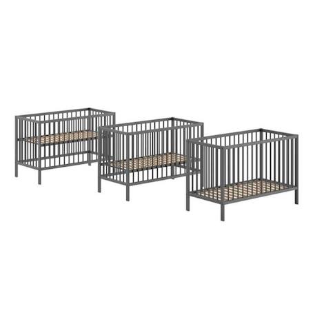 Lit bébé sommier réglable en hauteur hêtre anthracite naturel 60x120 Paola GRIS 4 - vertbaudet enfant 