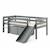 Lit surélevé toboggan tiroirs pin massif et imitation bois gris 90x200 Armance & Faustin GRIS 4 - vertbaudet enfant 