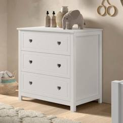 -Commode 3 tiroirs pin et imitation bois hauteur 89cm Iris