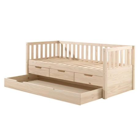 Lit tiroirs et lit gigogne pin massif naturel 90x200 Axel BEIGE 4 - vertbaudet enfant 