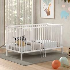 Chambre et rangement-Chambre-Lit bébé, lit enfant-Lit bébé-Lit bébé évolutif en hêtre massif blanc 70x140 Paola