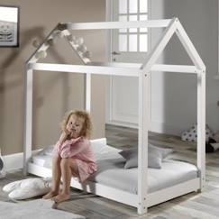 Lit cabane avec sommier en pin massif blanc 70x140 Alva  - vertbaudet enfant