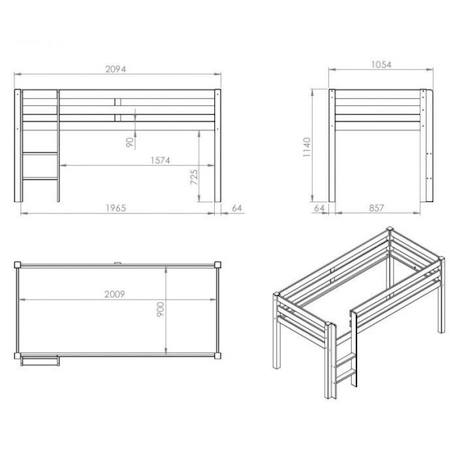 Lit mi-hauteur en pin massif naturel 90x200 Armance & Faustin BEIGE 4 - vertbaudet enfant 