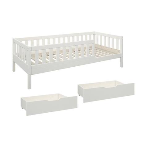 Lit banquette avec tiroirs pin massif blanc 90x200 Charlie BLANC 4 - vertbaudet enfant 