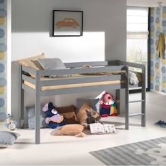 Chambre et rangement-Chambre-Lit bébé, lit enfant-Lit combiné, surélevé, superposé-Lit mi-hauteur en pin massif gris 90x200 Armance & Faustin