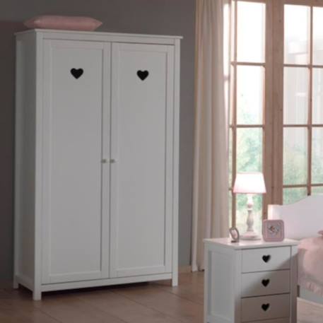 Armoire 2 portes pin et imitation bois hauteur 191cm Iris BLANC 2 - vertbaudet enfant 