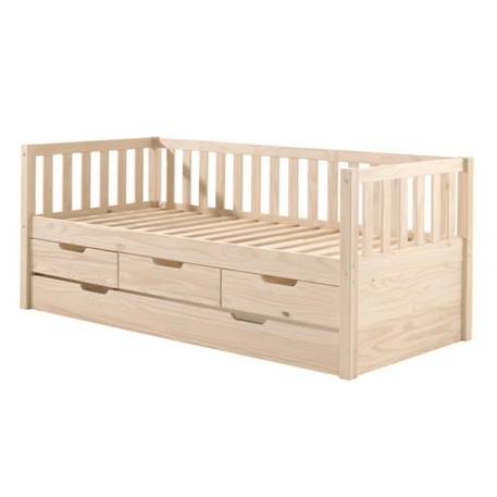 Lit tiroirs et lit gigogne pin massif naturel 90x200 Axel BEIGE 3 - vertbaudet enfant 