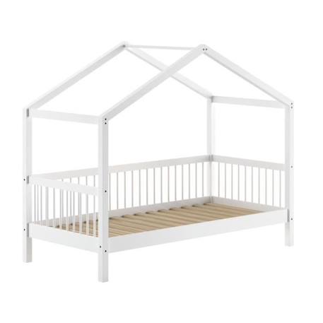 Lit cabane en hêtre massif blanc 90x200 Aubane BLANC 3 - vertbaudet enfant 