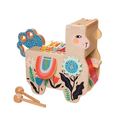 Manhattan Toy - Lili Lama musical en bois BEIGE 1 - vertbaudet enfant 