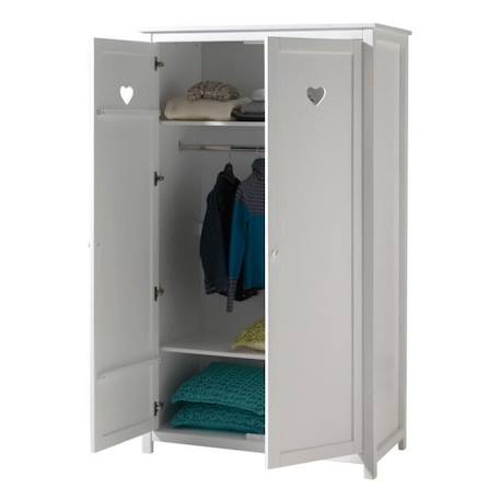 Armoire 2 portes pin et imitation bois hauteur 191cm Iris BLANC 4 - vertbaudet enfant 