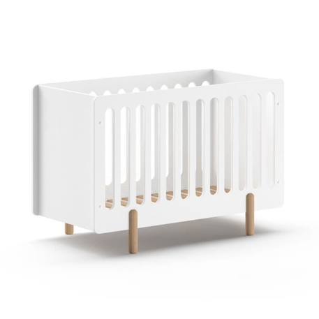 Lit bébé sommier réglable pin massif et imitation bois blanc 60x120 Darius BLANC 2 - vertbaudet enfant 