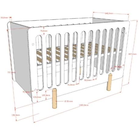 Lit bébé sommier réglable pin massif et imitation bois blanc 60x120 Darius BLANC 3 - vertbaudet enfant 