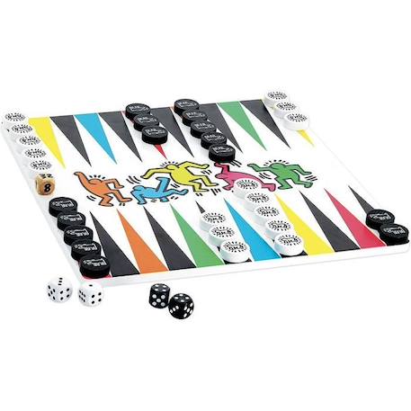 Vilac - Jeu de Dames Backgammon Keith Haring BLEU 2 - vertbaudet enfant 