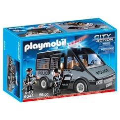 Jouet-Jeux d'imagination-PLAYMOBIL 6043 Fourgon de police avec sirène et gyrophare, City Action Les policiers, 56 pièces, Pour enfant dès 4 ans