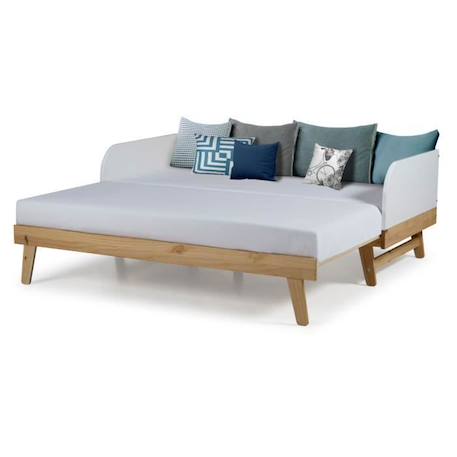 Lit gigogne 80x200 cm Ami blanc et bois BLANC 2 - vertbaudet enfant 