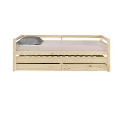 Pack lit banquette gigogne avec 2 matelas 90x200 cm Alma bois naturel  - vertbaudet enfant