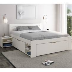 Chambre et rangement-Chambre-Lit multi-rangements en pin blanc 140x200 Arthur