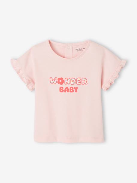 T-shirt bébé à message en coton bio rose pâle 1 - vertbaudet enfant 