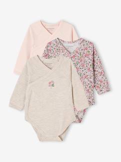 Lot 3 bodies manches longues en coton bio bébé ouverture naissance  - vertbaudet enfant