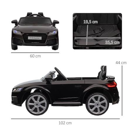 Véhicule électrique enfant Audi TT RS 12 V 35 W V. max. 5 Km/h télécommande effets sonores + lumineux noir 123x71x49cm Noir NOIR 4 - vertbaudet enfant 