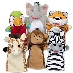 Jouet-Jeux d'imagination-Marionnettes à main animaux sauvages - MELISSA & DOUG - Peluche douce - Pour enfants de 2 ans et plus