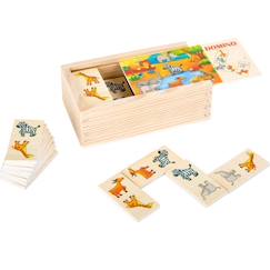 Jouet-Jeux de société-Jeu de plateau - SMALL FOOT - Dominos Safari - Animaux d'Afrique en bois - 2 joueurs ou plus - A partir de 3 ans